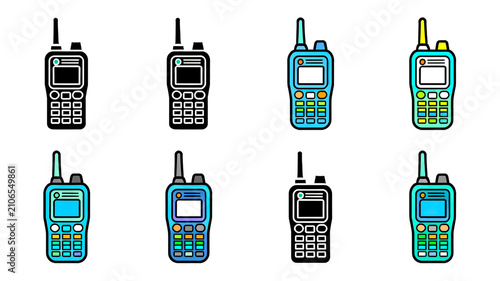 A Collection of Portable Handheld Two Way Radio Communication Device Icons