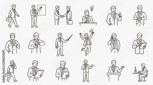 Bild auf Leinwand Illustrated Professional Meeting Scenarios.