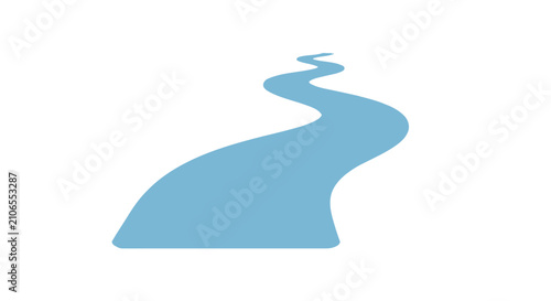 Принти на полотні Simple blue winding river shape on white background