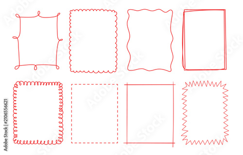 Doodle frame set, hand drawn colorful border collection. Line border. Vector
