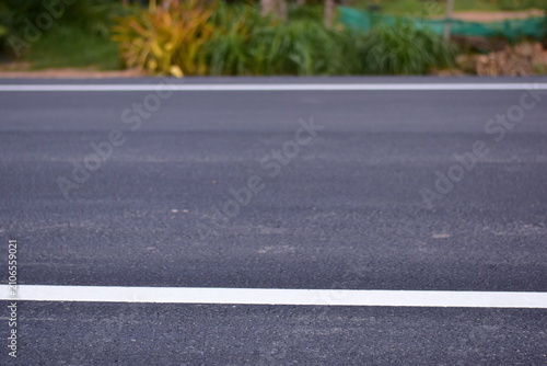 black asphalt road and white dividing lines, Asphaltic concrete road with yellow and white traffic lines, asphalt, road, surface, traffic, street, transportation, black, white, background, highway, li