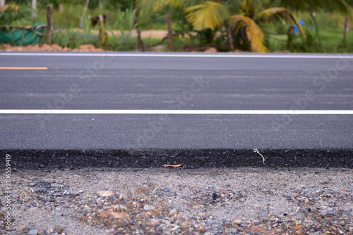 black asphalt road and white dividing lines, Asphaltic concrete road with yellow and white traffic lines, asphalt, road, surface, traffic, street, transportation, black, white, background, highway, li