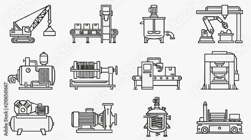 Cuadro en lienzo Industrial Machinery Lineup Collection.