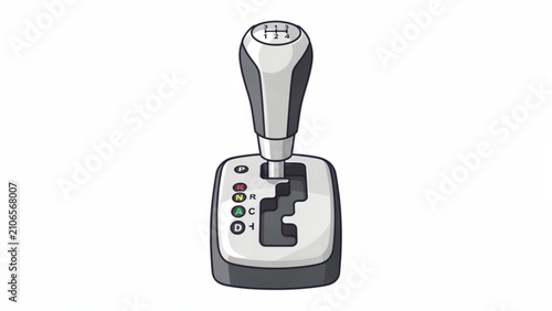 Automated gear shift lever with modern design for car transmission system with black and silver colors and ergonomic shape
