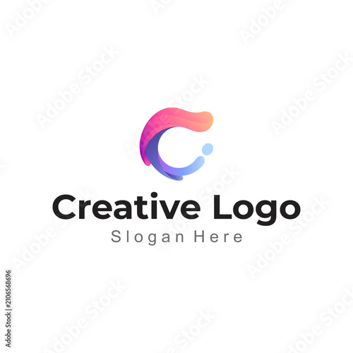 Creative initial letter C logo design with multiple gradient color.