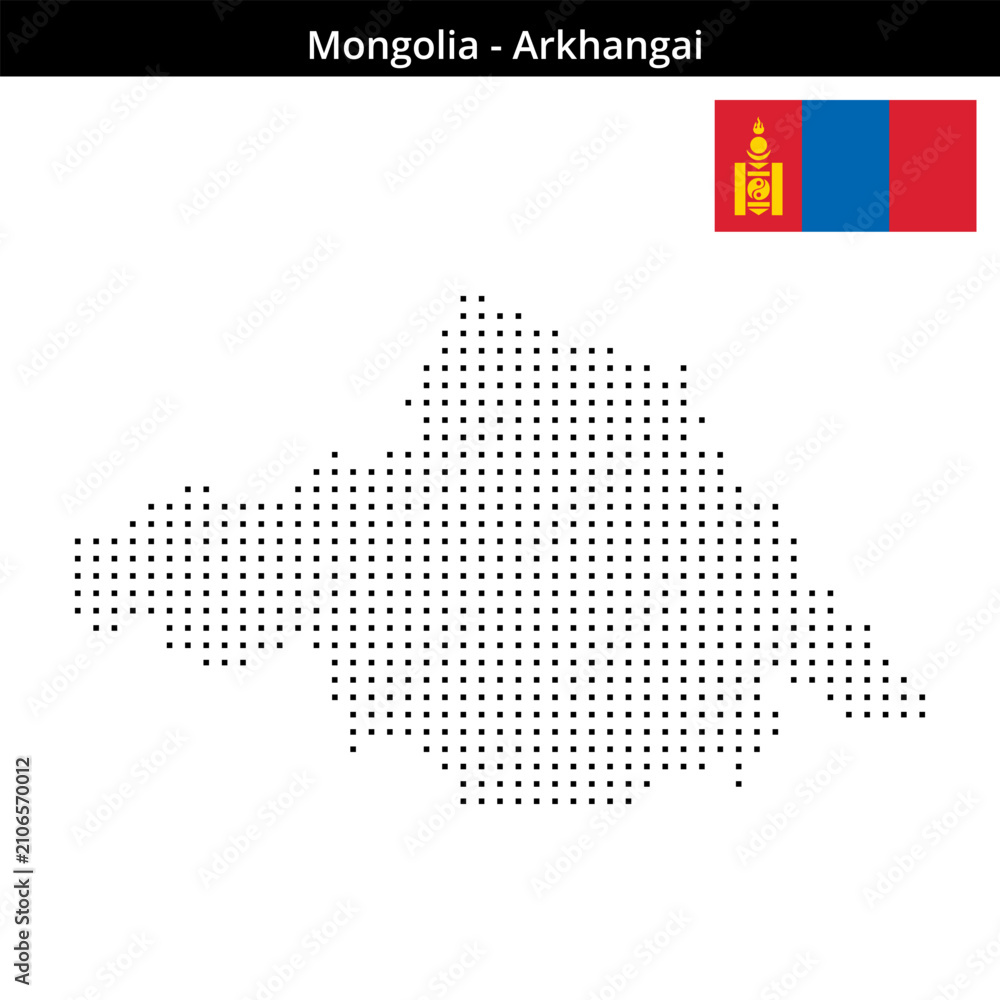 Fototapeta premium Map of Mongolia region Arkhangai in small size square dots