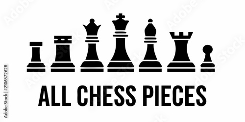 Foto Chess Pieces Silhouette Collection On White Background