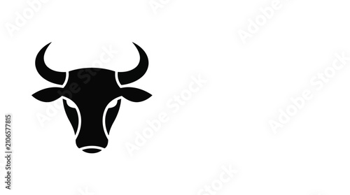 Bull with Horns Vector Illustration Isolated on White Background Farm Cattle Animal Cartoon Icon Design
