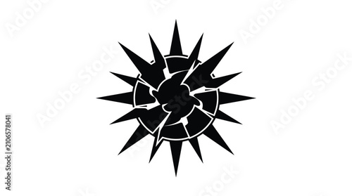 Black and White Christmas Star Decoration Vector Illustration with Snowflake Ornament Holiday Symbol Icon for Winter Tree Decorations and Festive Design
