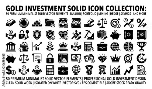 Photos Gold Investment Solid Icons Collection – Wealth and Finance Vector Set