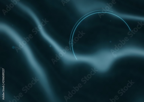 Foto Abstract blue glowing lines and dots on dark background