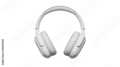 Konstfotografi Isolated modern wireless over-ear headphones in pristine white color for immersi