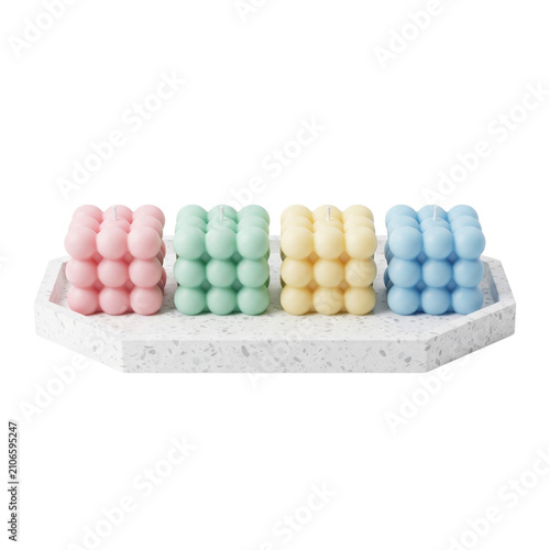Pastel Bubble Candles on Terrazzo Tray - Decorative Home Decor