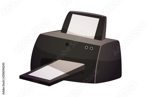 Принти на полотні Modern Black Desktop Office Printer Machine Vector Illustration
