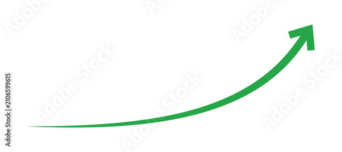Bild auf Leinwand Green curved arrow pointing upwards a flat vector illustration on a transparent