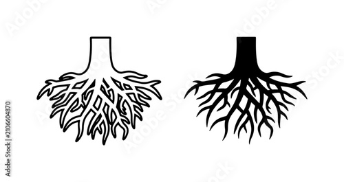 Canvastavla Root System Icons, Tree Base Vector Art, Plant Foundation Graphics, Organic Stru