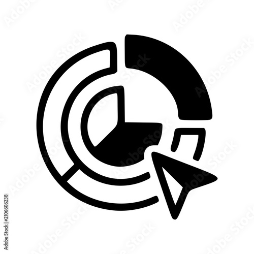 Financial Analytics Line Icon, Pie Chart Data Analysis Vector