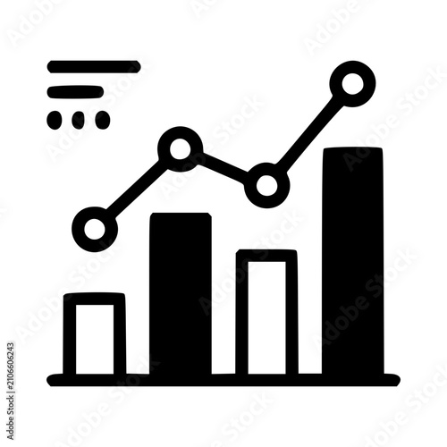 Investment Portfolio Line Icon, Growth Bar Chart Finance Vector