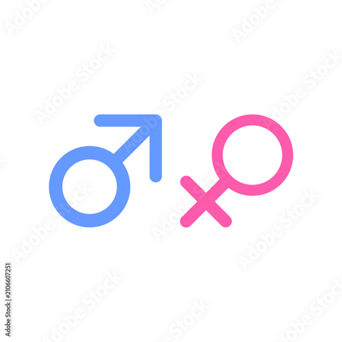 Human gender illustration icons, blue, pink