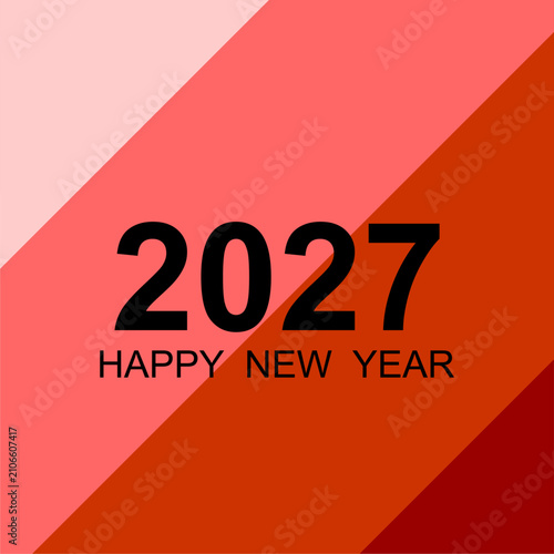 2027 New Year red background illustration, holidays, tourists, year-end