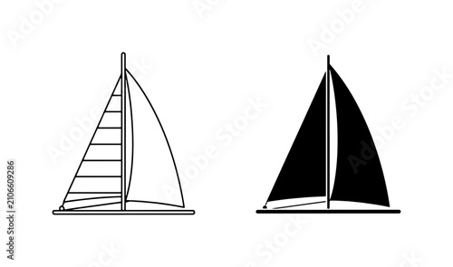 Schilderij op canvas Sailboat Icons, Nautical Vector Graphics, Marine Transport Symbols, Sailing Vess