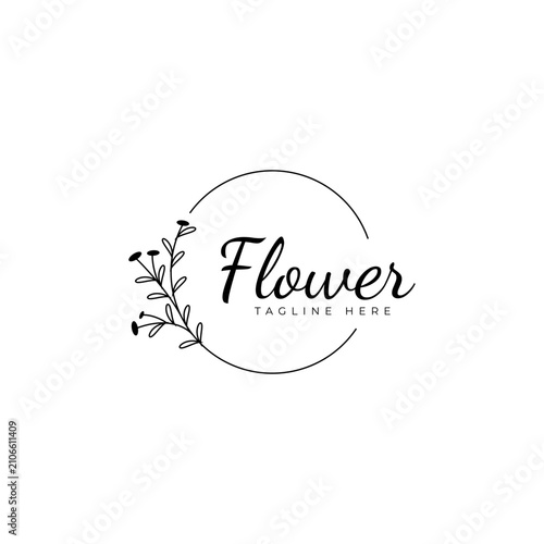 Flower logo, creating an elegant and feminine impression. Perfect for weddings or flower shops. In line art design style.