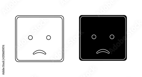 Konstfotografi Sad Face Icons, Negative Emotion Symbols, Unhappy Expression Graphics, Vector Ar