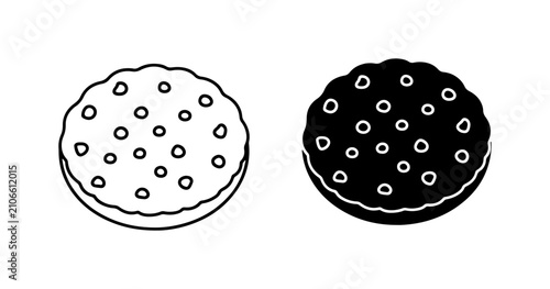 Canvastavla Round Cracker Icons, Simple Biscuit Vector Graphics, Baked Snack Symbols, Food D
