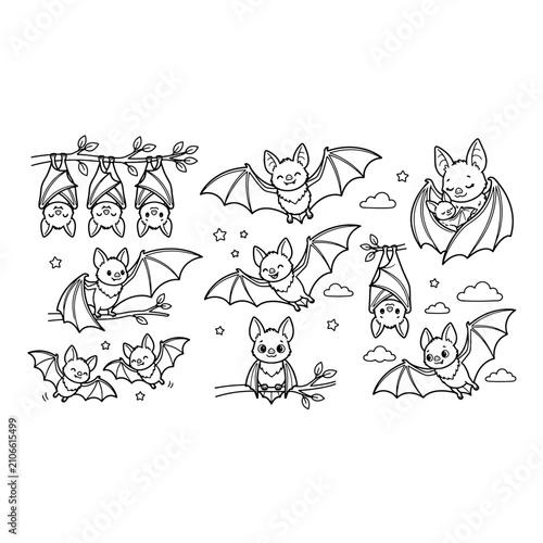 Cute bat illustrations for halloween decoration