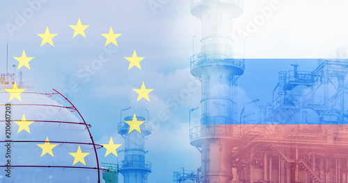 Quadro su tela The Russia–EU gas dispute and European dependence on Russian energy concept
