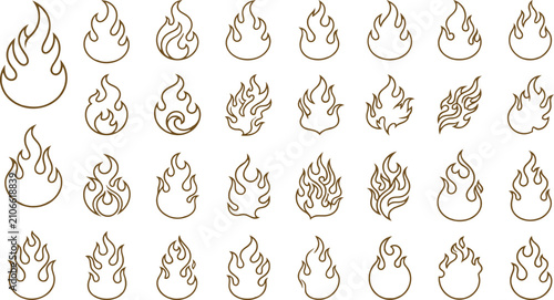 Bild auf Leinwand Fire flame icon set