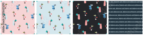 Set of patterns for Wrapping Paper, Gift Wrap, Scrapbook, Print on demand, Craft Paper and Textile Pattern