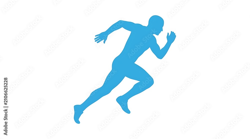 Fototapeta premium 3D running man in motion. Dynamic blue human figure sprinting for fitness or technology concepts.