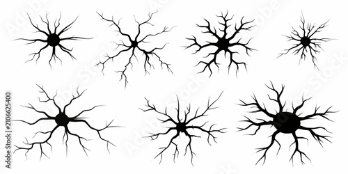 Quadro su tela Black crack illustrations set on a white background