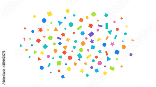 Colorful Geometric Shapes Confetti Falling Vector Illustration Celebration Party Background