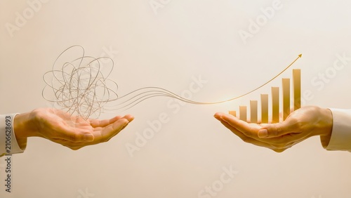 Business Strategy and Financial Growth Concept Transforming Chaos into Organized Upward Chart