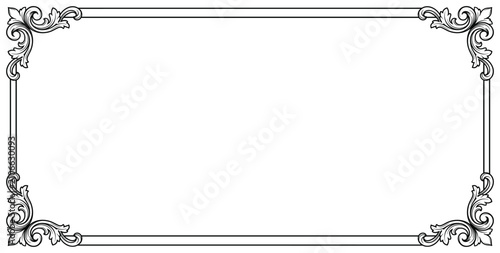 Elegant horizontal frame with decorative floral scrollwork corners