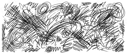 Photos Abstract black ink scribbles on white background