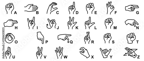 Bild auf Leinwand Hand Gestures Alphabet Chart for Communication