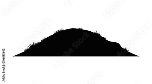 Obraz na plátně CAD tree lines Black silhouette grass Black silhouette of a grassy hill, simple
