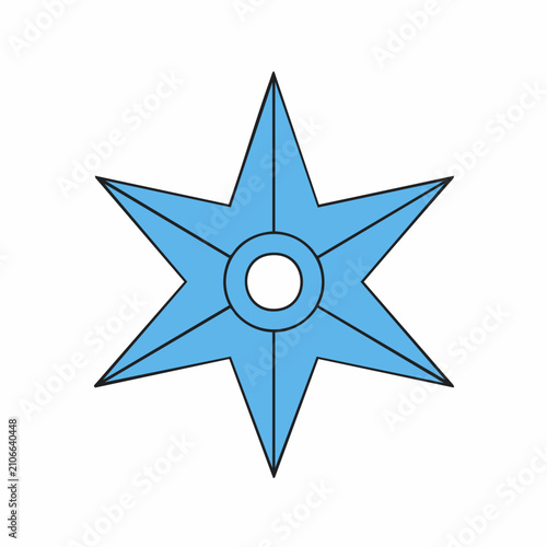 Light Blue Shuriken with Six Points and Central Circle Design