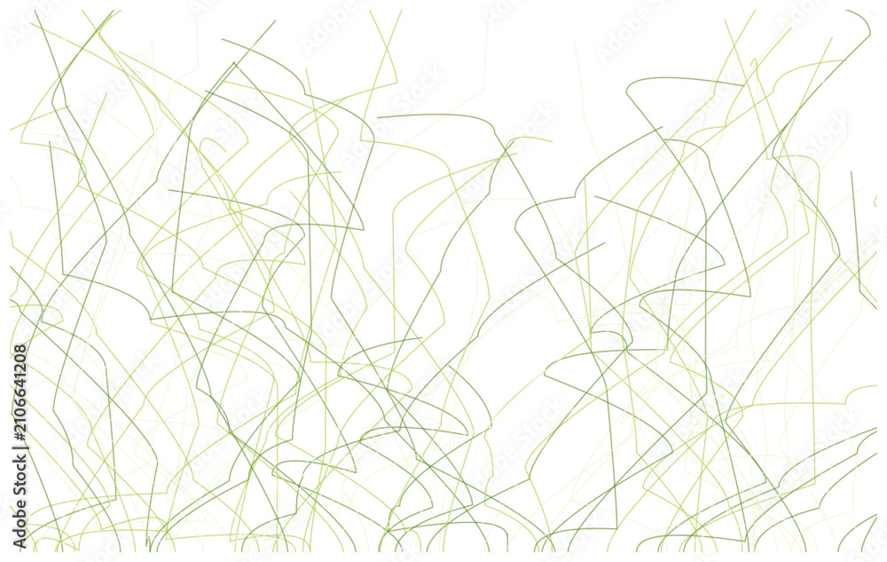 Obraz premium Abstract green lines pattern on white background, a dynamic and flowing design element.
