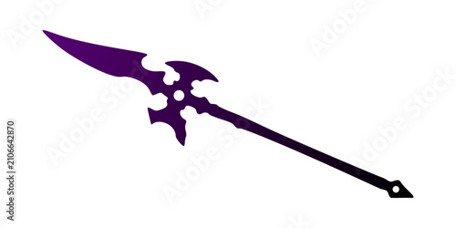 Schilderij op canvas Deep Purple Curved Glaive Polearm Weapon Asset
