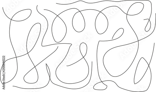 Bild auf Leinwand Intricate continuous line art illustration with wandering doodle shapes for background