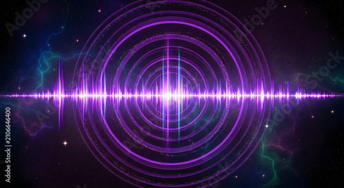 Obraz na płótnie Purple sound wave equalizer background. Digital audio frequency visualization concept.