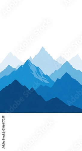 Abstract Blue Mountain Layers: Digital Art with Depth and Harmony