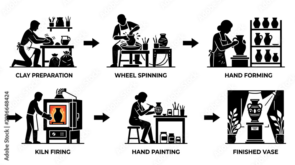 Obraz premium Pottery Making Process Stages Infographic