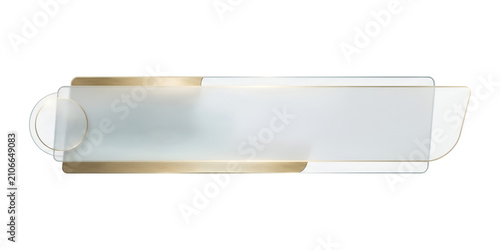 Elegant Frosted Glass Lower Third with Gold Foil Trim and Round Badge for Corporate Presentation