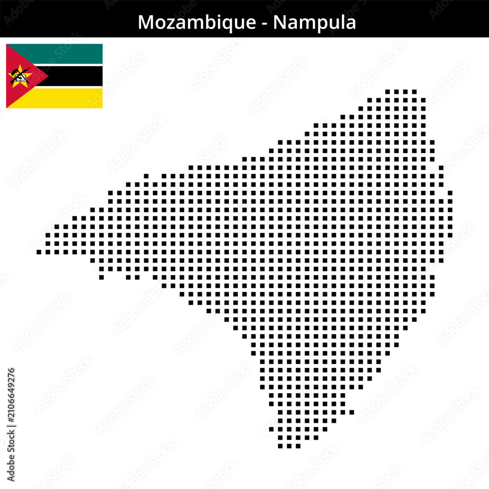 Fototapeta premium Map of Mozambique region Nampula in medium size square dots