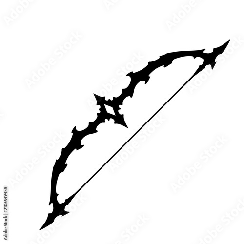 Fotografie Spiky Gothic Longbow Silhouette Black Archery Weapon Design